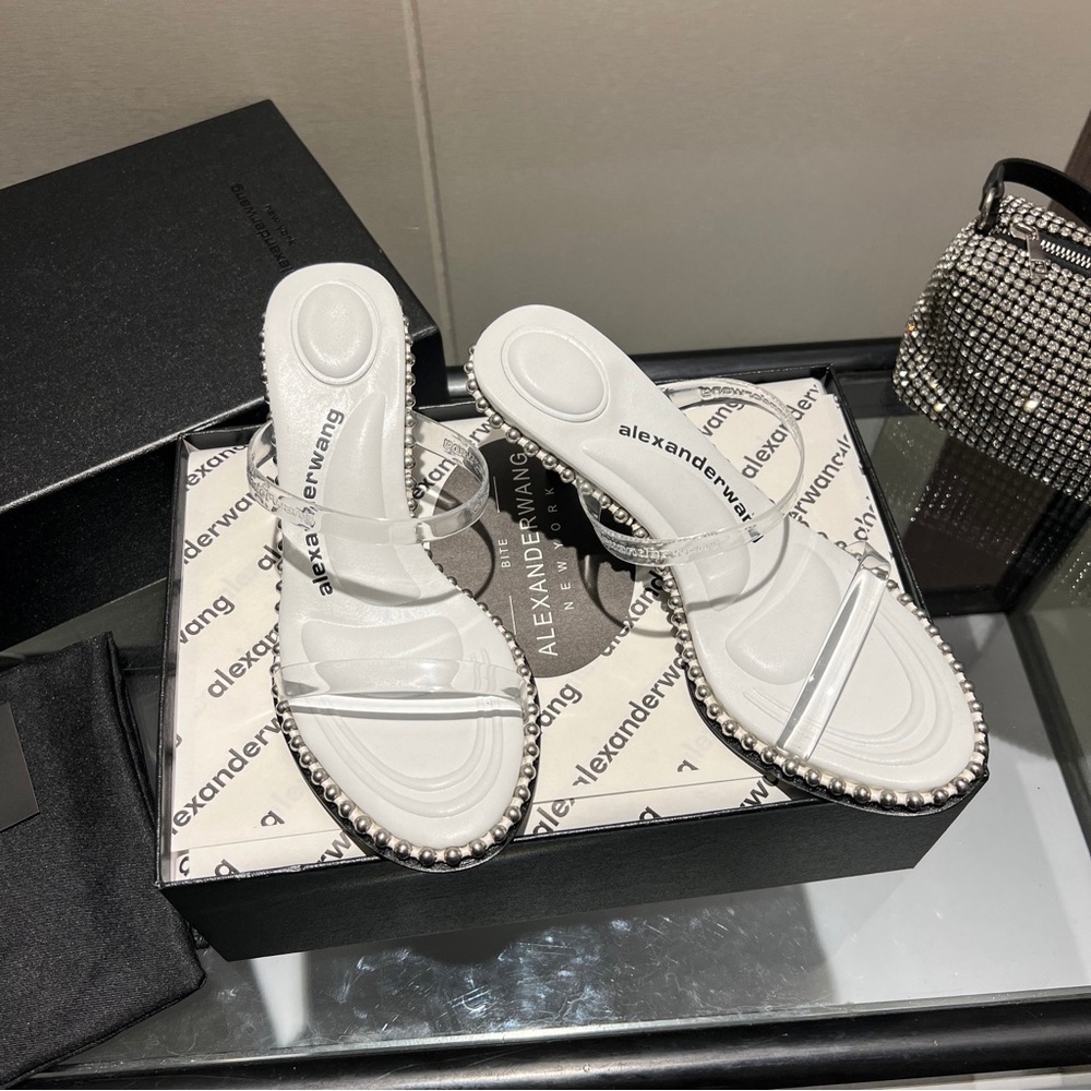 Alexander Wang women's white pointed toe high heels with exposed feet